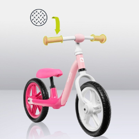 Bicicleta fara pedale, Lionelo, Alex, Usoara, cu ghidon si sa reglabile, Greutate 3.3 Kg, cu roti din spuma EVA, 12 inch, Bubblegum [14]