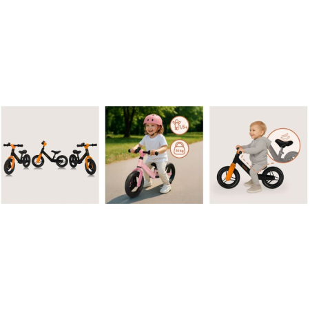 Bicicleta fara pedale, Lionelo, Toni, cu ghidon si sa reglabile, Ultra usoara, 2.8 Kg, 18 luni+, Sustine 30 kg, Portocaliu [20]