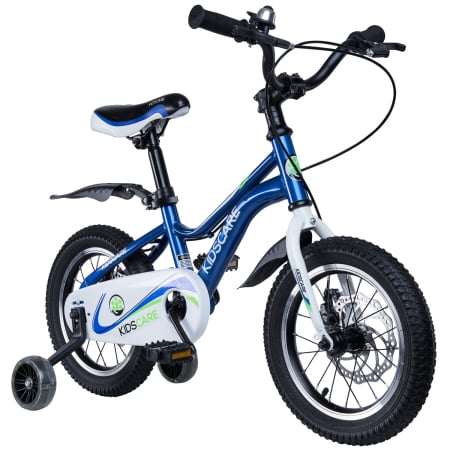 Biciclete - Bicicleta pentru copii 2-4 ani HappyCycles KidsCare, roti 12 inch, cu roti ajutatoare si frane pe disc, albastru