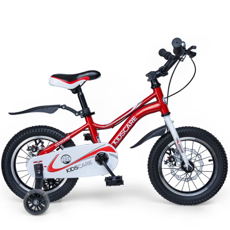 Bicicleta pentru copii 2-4 ani HappyCycles KidsCare, roti 12 inch, cu roti ajutatoare si frane pe disc, rosu [6]