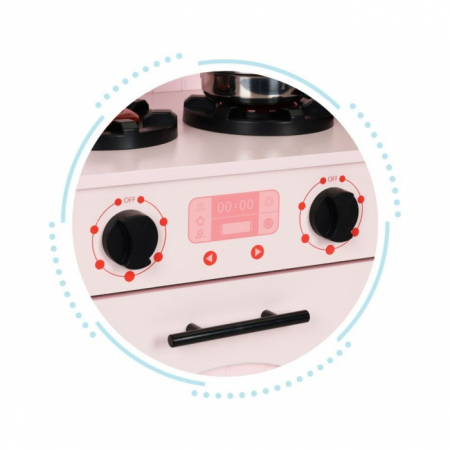 Bucatarie din lemn cu accesorii Ecotoys PLK563 - Roz [6]