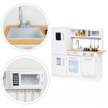 Bucatarie din lemn cu accesorii si LED-uri Ecotoys PLK553 [4]