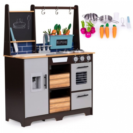 Bucatarie din lemn pentru copii cu accesorii, 74 x 29.5 x 96 cm, Ecotoys TL40030 [3]