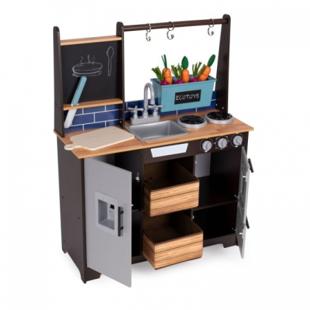 Bucatarie din lemn pentru copii cu accesorii, 74 x 29.5 x 96 cm, Ecotoys TL40030 [6]