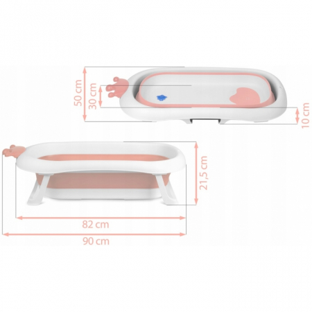 Cadita de baie cu dop de scurgere si pernita inclusa Ricokids RK-280 - Roz [9]