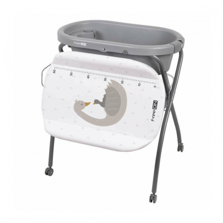 Baie - Cadita de baie FreeON Swan cu hamac pentru nou nascut si masa de infasat cu roti cu suport metalic