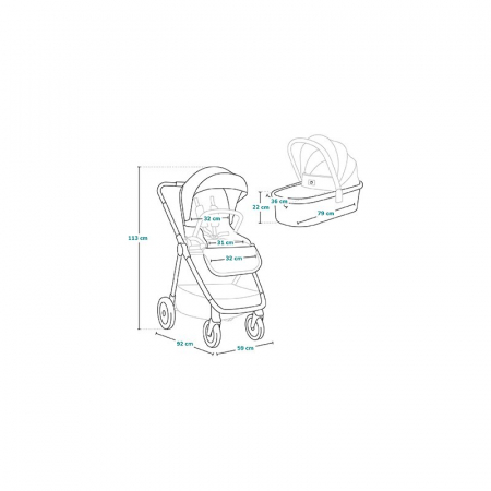 Carucior 2 in 1 Lionelo Meril cu landou si scaun cu dimensiune XL [44]