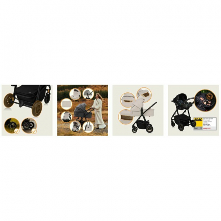 Carucior 3 in 1 Lionelo Amber Plus cadru aluminiu cu landou intarit si salteluta moale cu scoica auto [39]