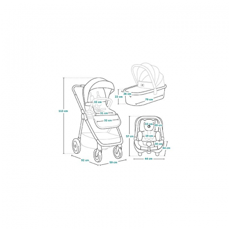 Carucior 3 in 1 Lionelo Meril cu landou de dimensiune XL Reversibil cu scoica auto [30]