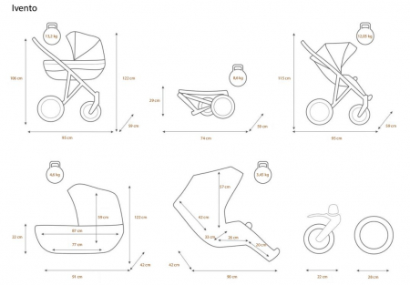 Carucior 3in1 Ivento Premium Kunert cu cos Carlo [48]