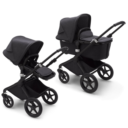 Carucioare copii 2in1 - Carucior Bugaboo Fox 2 Mineral Black Washed Black 2 in 1