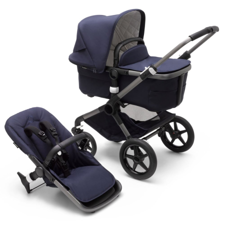 Carucioare copii 2in1 - Carucior Bugaboo Fox 3 Classic Graphite Dark Navy 2 in 1