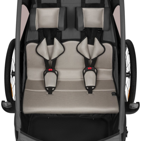 Carucior si remorca de bicicleta, Lionelo, Cama, Multifunctional, pentru 1 sau 2 copii, Geamuri cu protectie solara, Negru [14]