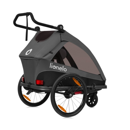 Carucior si remorca de bicicleta, Lionelo, Cama, Multifunctional, pentru 1 sau 2 copii, Geamuri cu protectie solara, Negru [9]