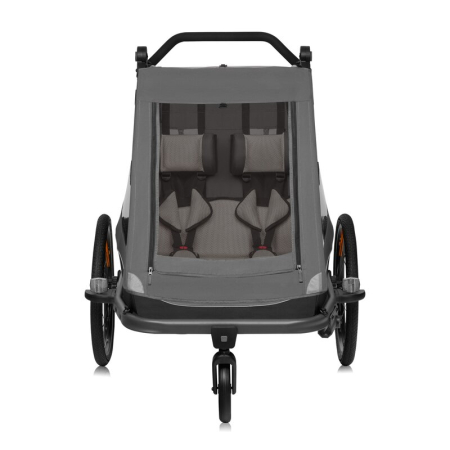 Carucior si remorca de bicicleta, Lionelo, Cama, Multifunctional, pentru 1 sau 2 copii, Geamuri cu protectie solara, Negru [13]