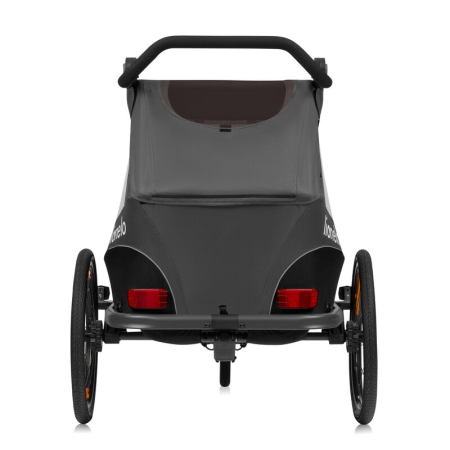 Carucior si remorca de bicicleta, Lionelo, Cama, Multifunctional, pentru 1 sau 2 copii, Geamuri cu protectie solara, Negru [10]