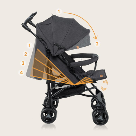 Carucior sport compact, Lionelo, Irma, Pliere tip umbrela, 6- 36 luni, Pana la 15 kg, Gri/Negru [7]