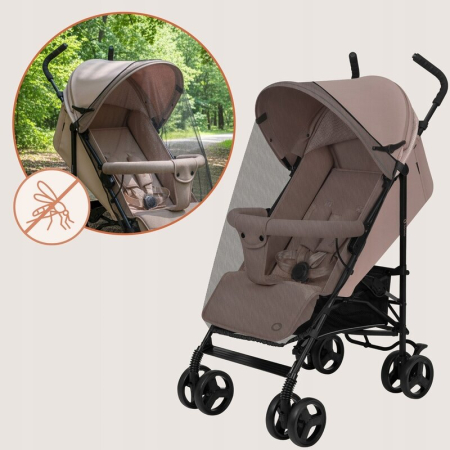 Carucior sport, Lionelo, Elia, Cu plasa de tantari, Suport de picioare reglabil, Spatar ajustabil in 4 pozitii, Capotina XXL, Pliere tip umbrela, Capacitate 15 kg, 6 luni+, EN 1888, Bej Taupe [13]