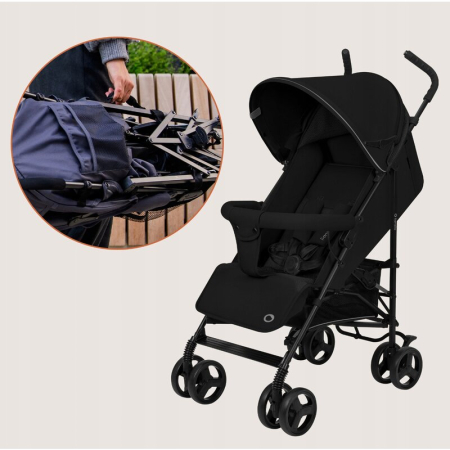 Carucior sport, Lionelo, Elia, Cu plasa de tantari, Suport de picioare reglabil, Spatar ajustabil in 4 pozitii, Capotina XXL, Pliere tip umbrela, Capacitate 15 kg, 6 luni+, EN 1888, Negru [20]
