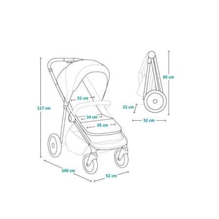 Carucior sport, Lionelo, Emma One, cu tavita, Suport pahar, Plasa de tantari, Roti EVA, Maner reglabil, Pana la 22 kg, 6 luni+, Bej [34]