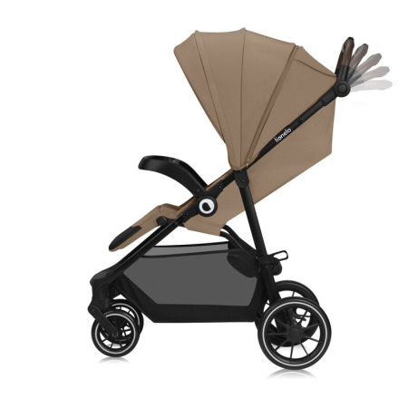 Carucior sport, Lionelo, Emma One, cu tavita, Suport pahar, Plasa de tantari, Roti EVA, Maner reglabil, Pana la 22 kg, 6 luni+, Bej [14]