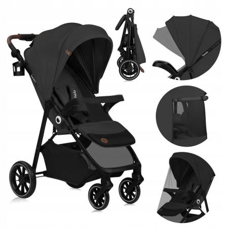 Carucior sport, Lionelo, Emma One, cu tavita, Suport pahar, Plasa de tantari, Roti EVA, Maner reglabil, Pana la 22 kg, 6 luni+, Gri [3]