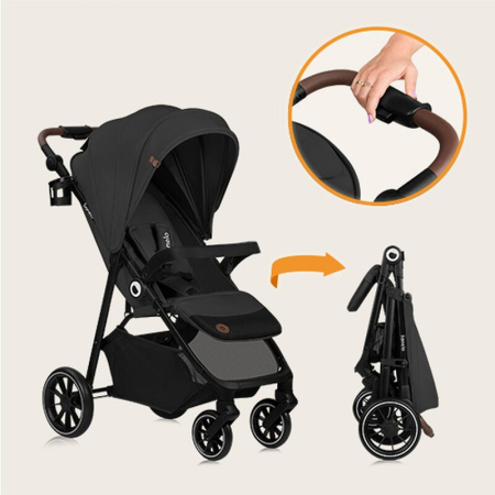 Carucior sport, Lionelo, Emma One, cu tavita, Suport pahar, Plasa de tantari, Roti EVA, Maner reglabil, Pana la 22 kg, 6 luni+, Gri [25]