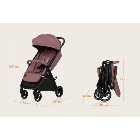 Carucior sport, Lionelo, Ingrid, Capotina impermeabila cu filtru UPF50+, Pana la 22 Kg, Sistem pentru pliere automata, 6 luni+, Roz [18]