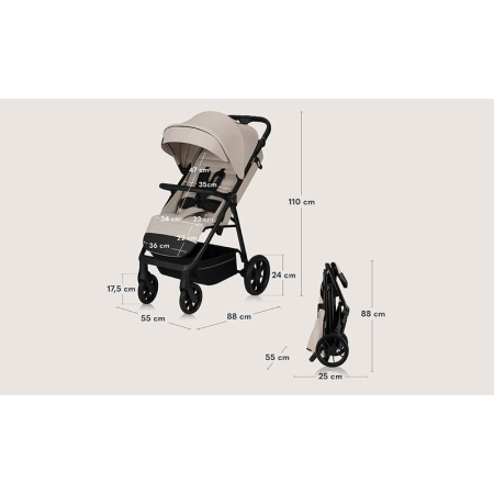 Carucior sport, Lionelo, Iva, Sustine 22 kg, 6 luni+, Bej [29]