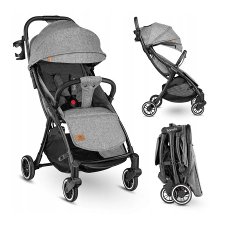 Carucior sport, Lionelo, Julie One, Cadru din aluminiu, 0-22 kg, Pliere compacta pentru avion, Gri [3]