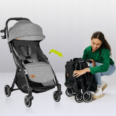 Carucior sport, Lionelo, Julie One, Cadru din aluminiu, 0-22 kg, Pliere compacta pentru avion, Gri [29]
