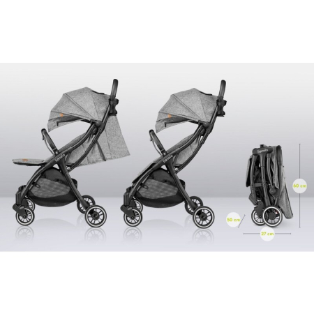 Carucior sport, Lionelo, Julie One, Cadru din aluminiu, 0-22 kg, Pliere compacta pentru avion, Gri [32]