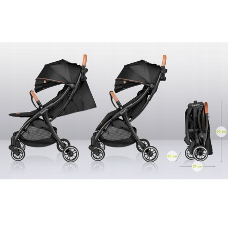 Carucior sport, Lionelo, Julie One, Cadru din aluminiu, 0-22 kg, Pliere compacta pentru avion, Negru [34]