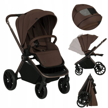 Carucior sport, Lionelo, Mika Plus, Cadru din aluminiu, Copertina XXL, cu accesorii, Pana la 22 kg, 6-48 luni; Mocha Mousse [3]