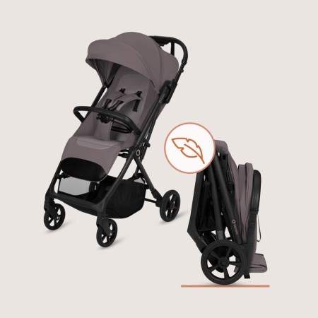 Carucior sport, Lionelo, Tansi, Pliere automata, Ultracompact, Manevrare cu o mana, Roti cu tehnologie GravelTech, Spatar si suport picioare reglabile, 6-48 luni, Sustine 22 kg, Bej Taupe [17]