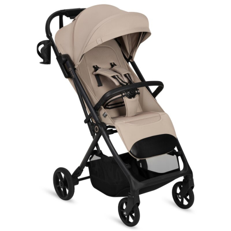 Carucioare copii sport - Carucior sport, Lionelo, Tansi, Pliere automata, Ultracompact, Manevrare cu o mana, Roti cu tehnologie GravelTech, Spatar si suport picioare reglabile, 6-48 luni, Sustine 22 kg, Bej