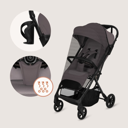 Carucior sport, Lionelo, Tansi, Pliere automata, Ultracompact, Manevrare cu o mana, Roti cu tehnologie GravelTech, Spatar si suport picioare reglabile, 6-48 luni, Sustine 22 kg, Bej Taupe [21]