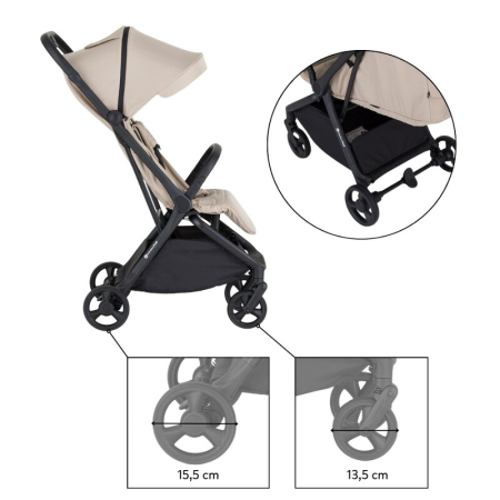 Carucior sport, Petite&Mars, Flip, Pliere compacta cu o mana, Spatar reglabil pana la pozitie de somn, Suport picioare reglabil, Copertina extensibila cu protectie UPF50+, Pana la 22 kg, 0 luni+, Bej [12]