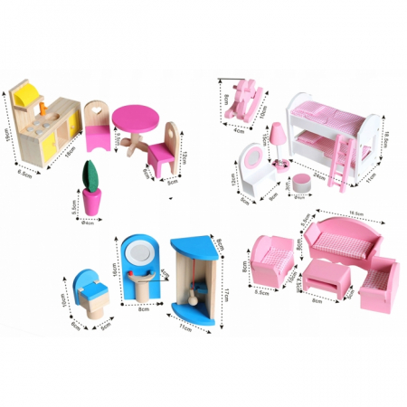 Casuta de papusi din lemn cu 3 etaje, lift si lampa LED Ricokids RC-829 [5]