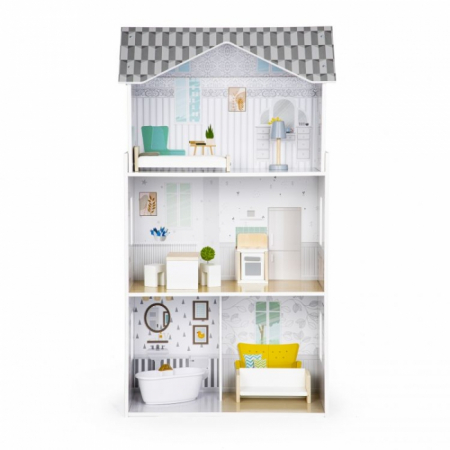 Casuta de papusi inalta din lemn cu mobilier, casuta lui Grace, Ecotoys 8210 [1]