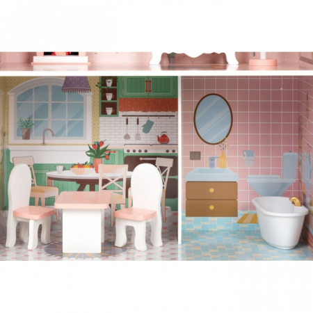 Casuta de papusi inalta din lemn cu mobilier Ecotoys D8112 [5]