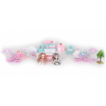 Casuta pentru papusi cu mobilier, gradina si LED-uri Ecotoys HC507637 [3]