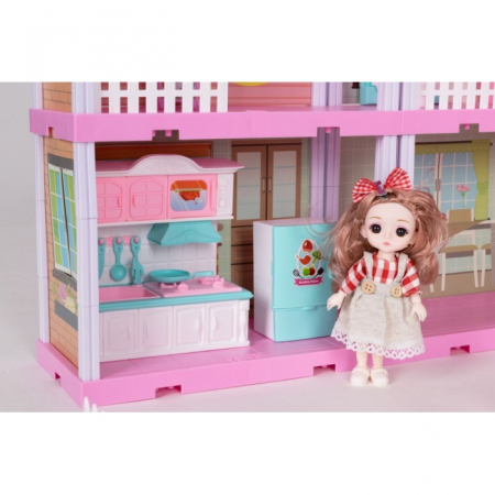 Casuta pentru papusi cu mobilier, gradina si LED-uri Ecotoys HC507639 [3]