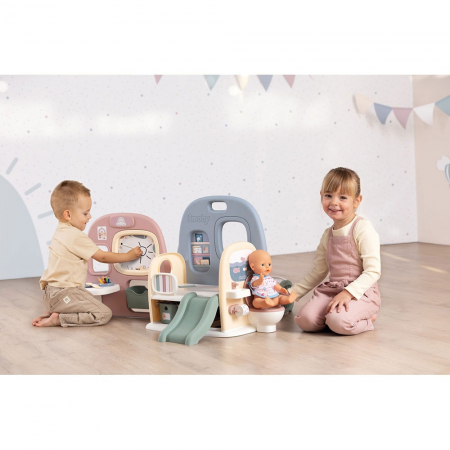 Centru de ingrijire pentru papusi Smoby Baby Care Childcare Center albastru roz cu accesorii [5]