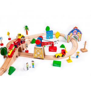 Circuit din lemn cale ferata din 78 piese Ecotoys HM008999 [3]
