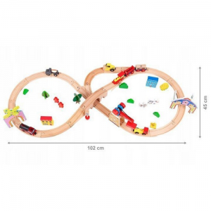 Circuit din lemn cale ferata din 78 piese Ecotoys HM008999 [7]