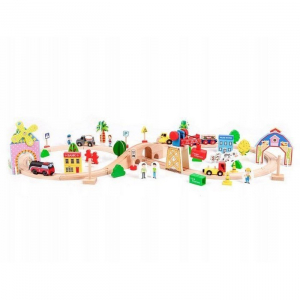 Circuit din lemn cale ferata din 78 piese Ecotoys HM008999 [2]