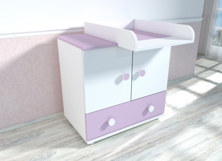 Comode copii - Comoda cu blat de infasat MyKids Happy Alb Mov D121