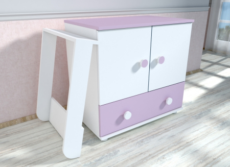 Comoda cu blat de infasat MyKids Happy Alb Mov D121 [1]