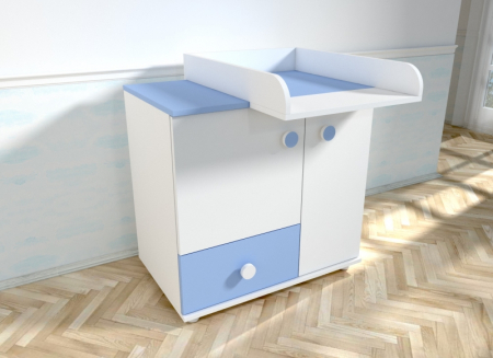 Comode copii - Comoda cu blat de infasat MyKids Lucky Alb-Albastru 0121PE